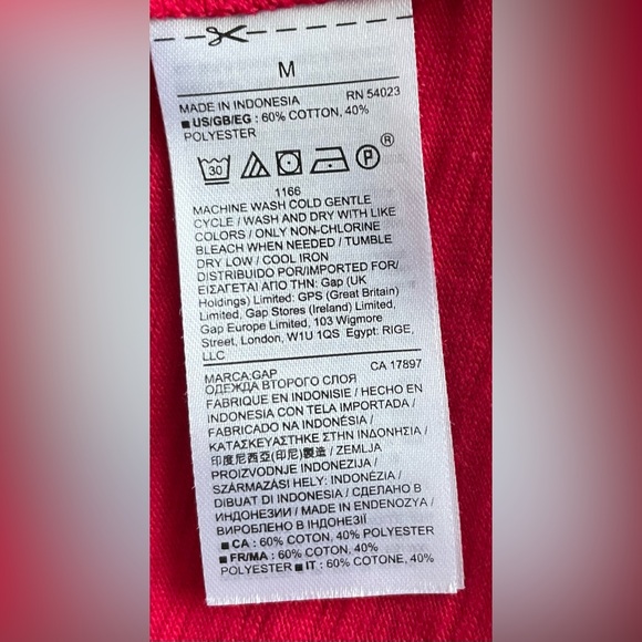 GAP Soft Spun Tie Short Slit Sleeve Swing Dress Slipper Red Size M - Picture 14 of 15